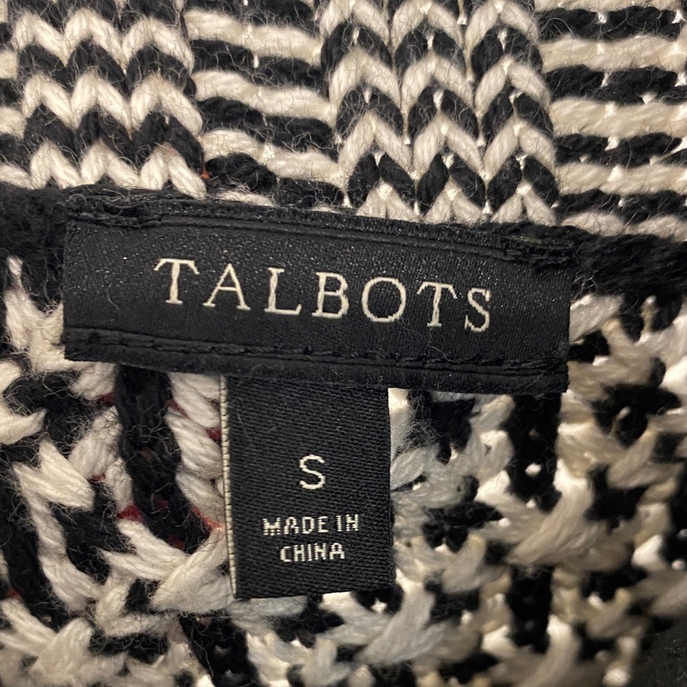 Talbots Cardigan | Open Front | Black White Textured Knit | Size S - Picture 2 of 11
